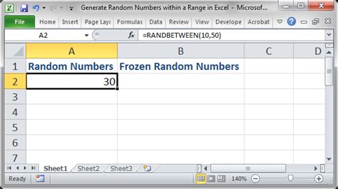 Random Number Generator Within Range in Excel (8 .